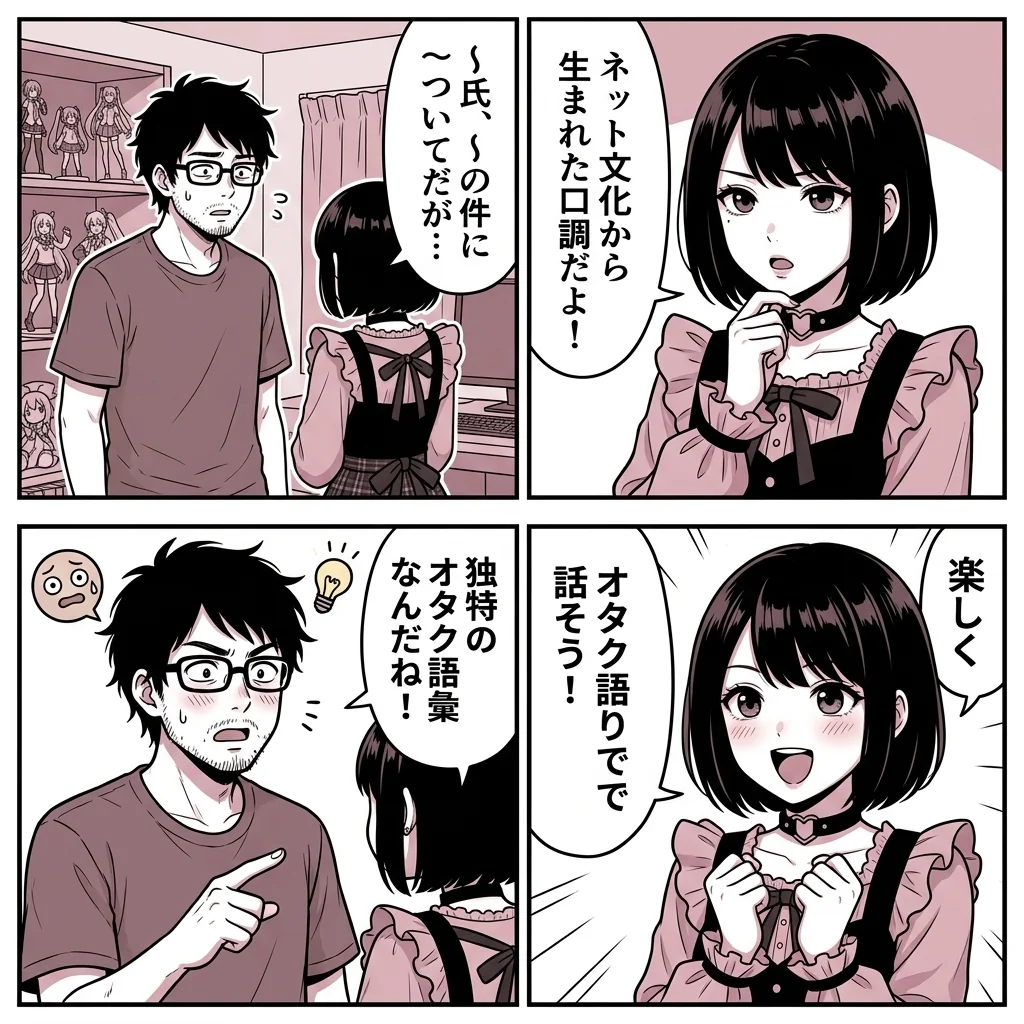【4コマ漫画】オタクの喋り方