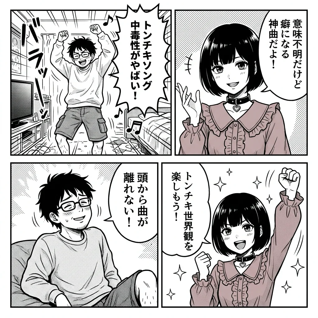 トンチキと電波ソングの違い 4コマ漫画