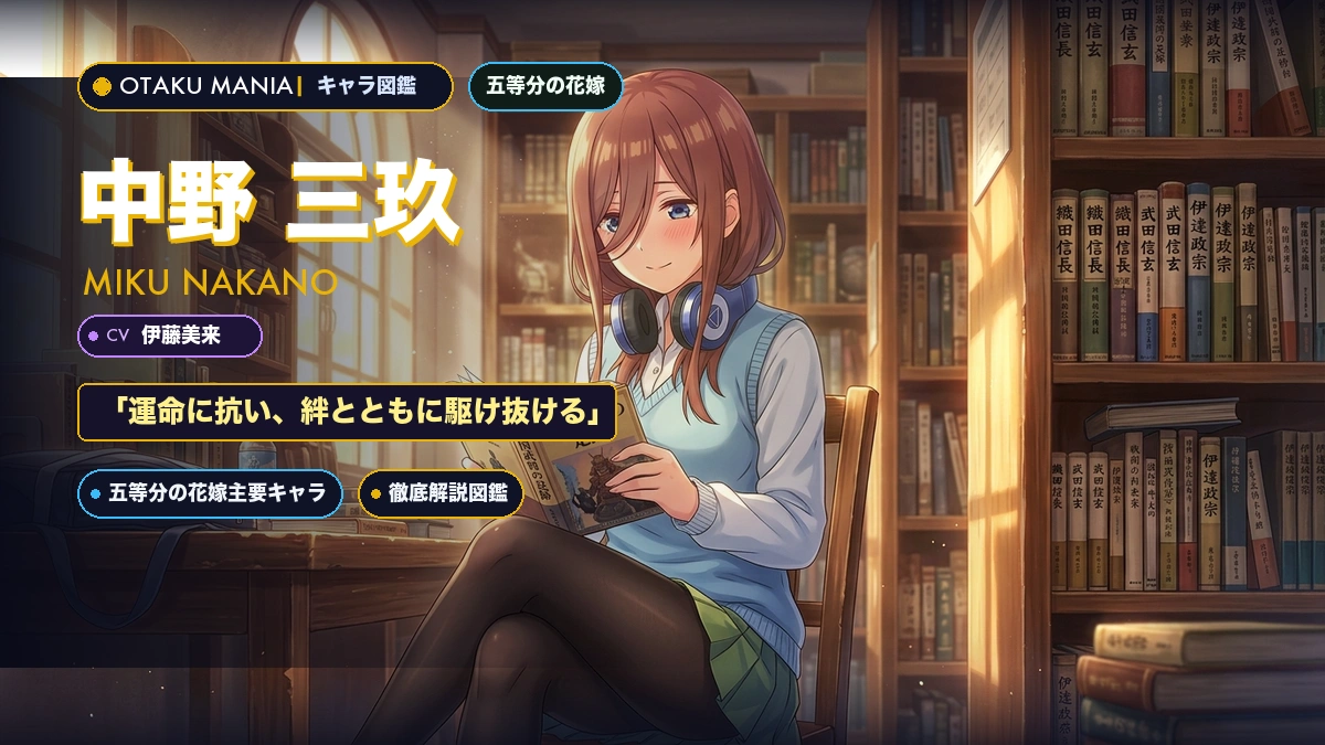 中野三玖プロフィール！五等分の花嫁戦国武将好きと圧倒的成長記録