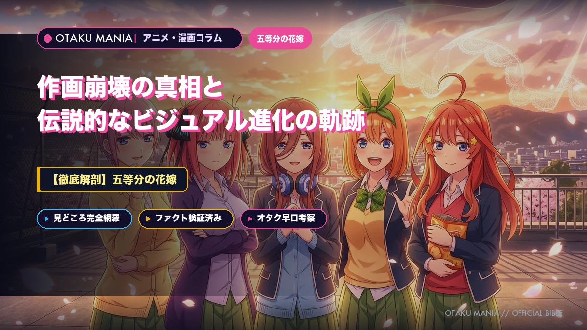 『五等分の花嫁』作画崩壊の真相と伝説的なビジュアル進化の軌跡