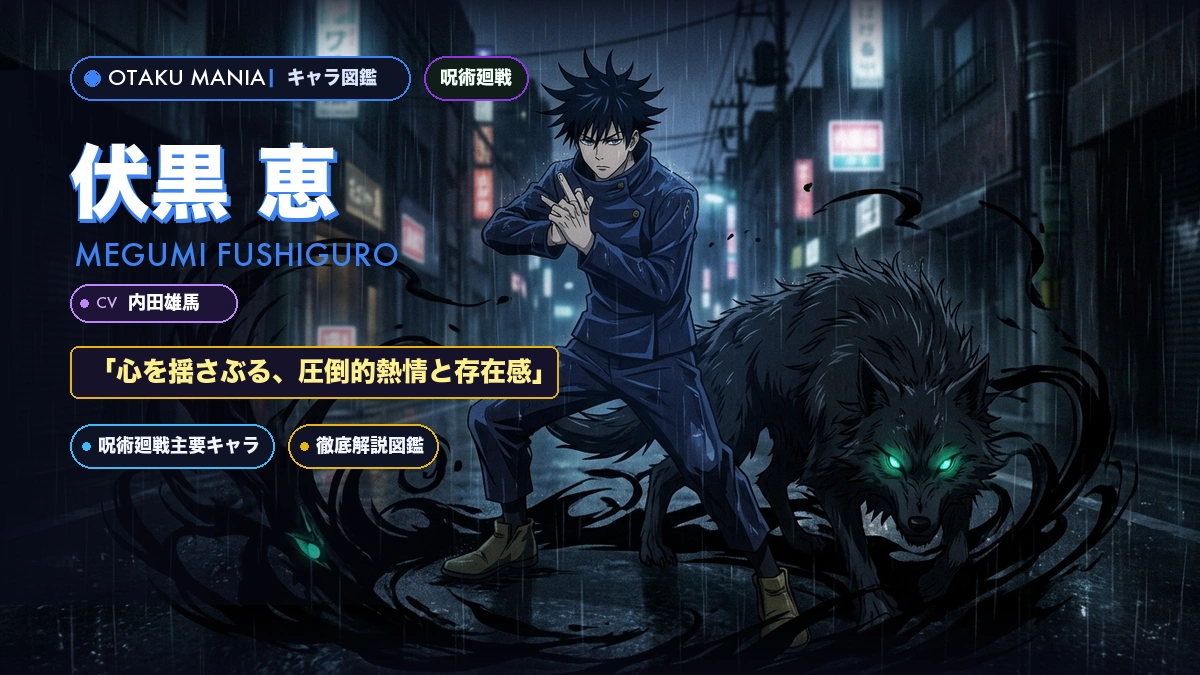 伏黒恵プロフィール！十種影法術と八握剣異戒神将魔虚羅の強さ解説