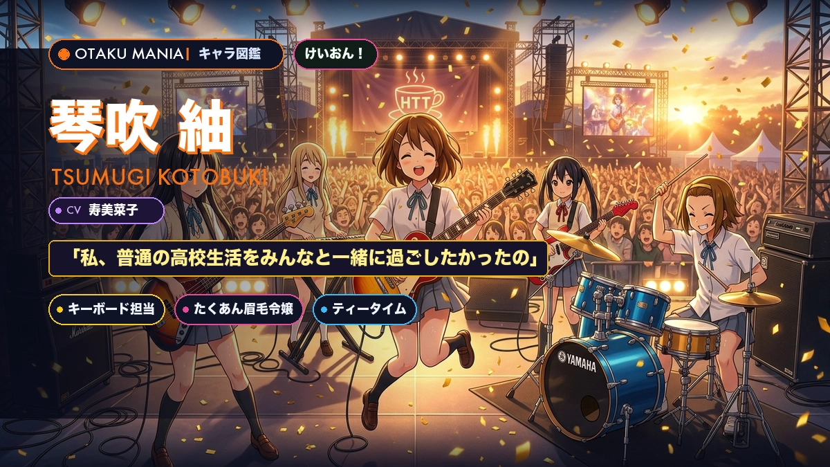 琴吹紬公式プロフィール！けいおんお嬢様キーボーディストと名言まとめ