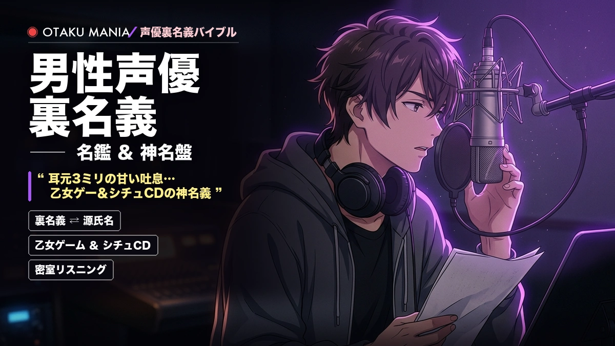 【男性声優の裏名義・源氏名一覧】五十音順!乙女ゲー&シチュCDの神名義
