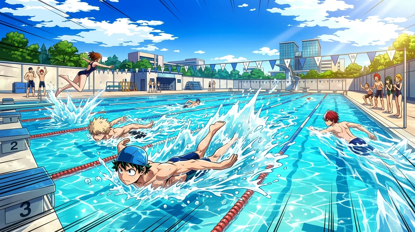 ヒロアカプール水着神回まとめ！第3期1話の体力測定と男子筋肉解説