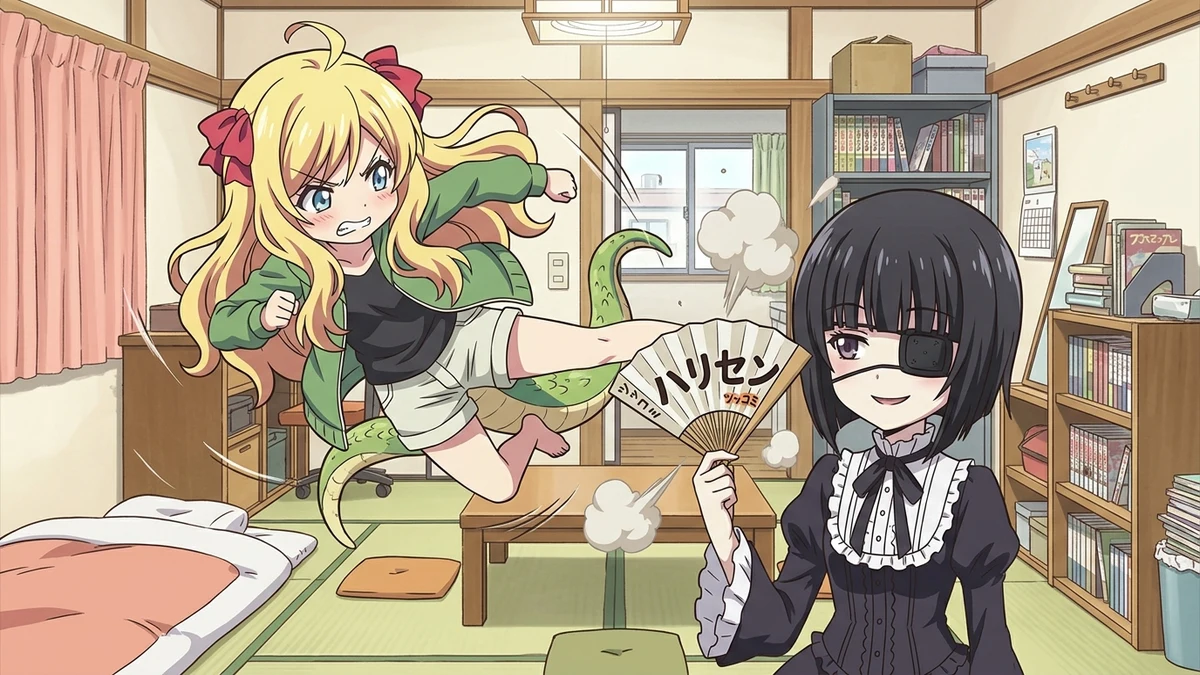 邪神ちゃんドロップキック1期2話の神回解説：ソーセージ切り落としとチェンソー反撃