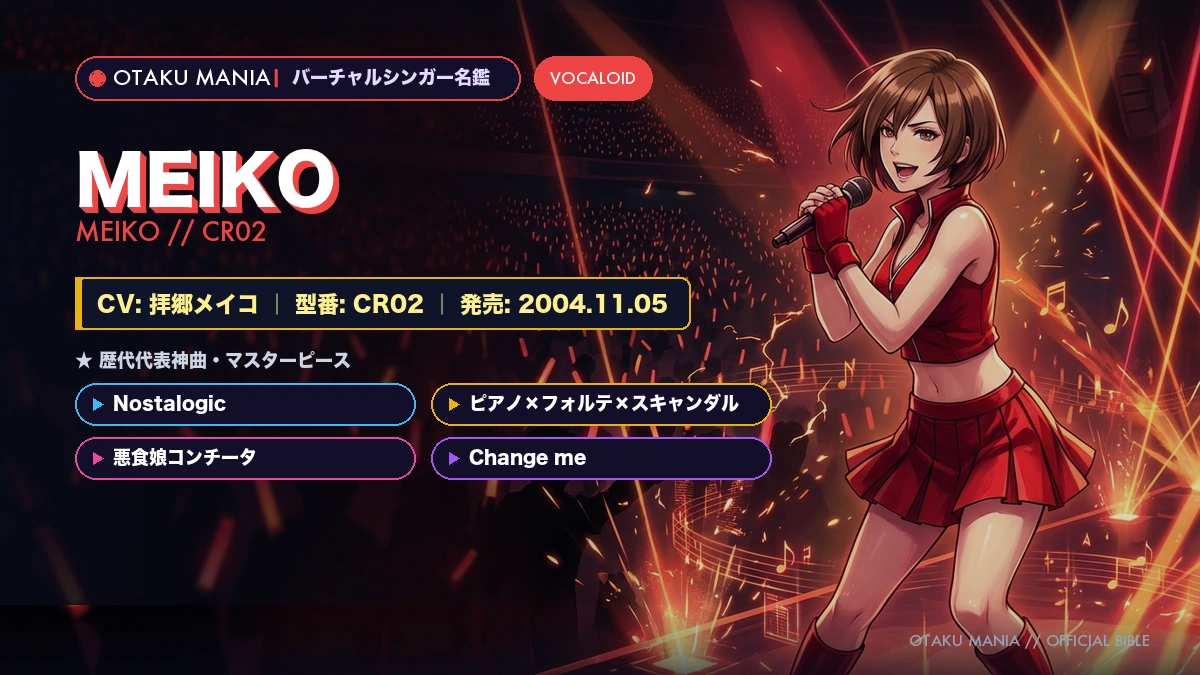 【MEIKO】公式設定・初代ボカロの歴史・声優(拝郷メイコ)と歴代神曲大図鑑