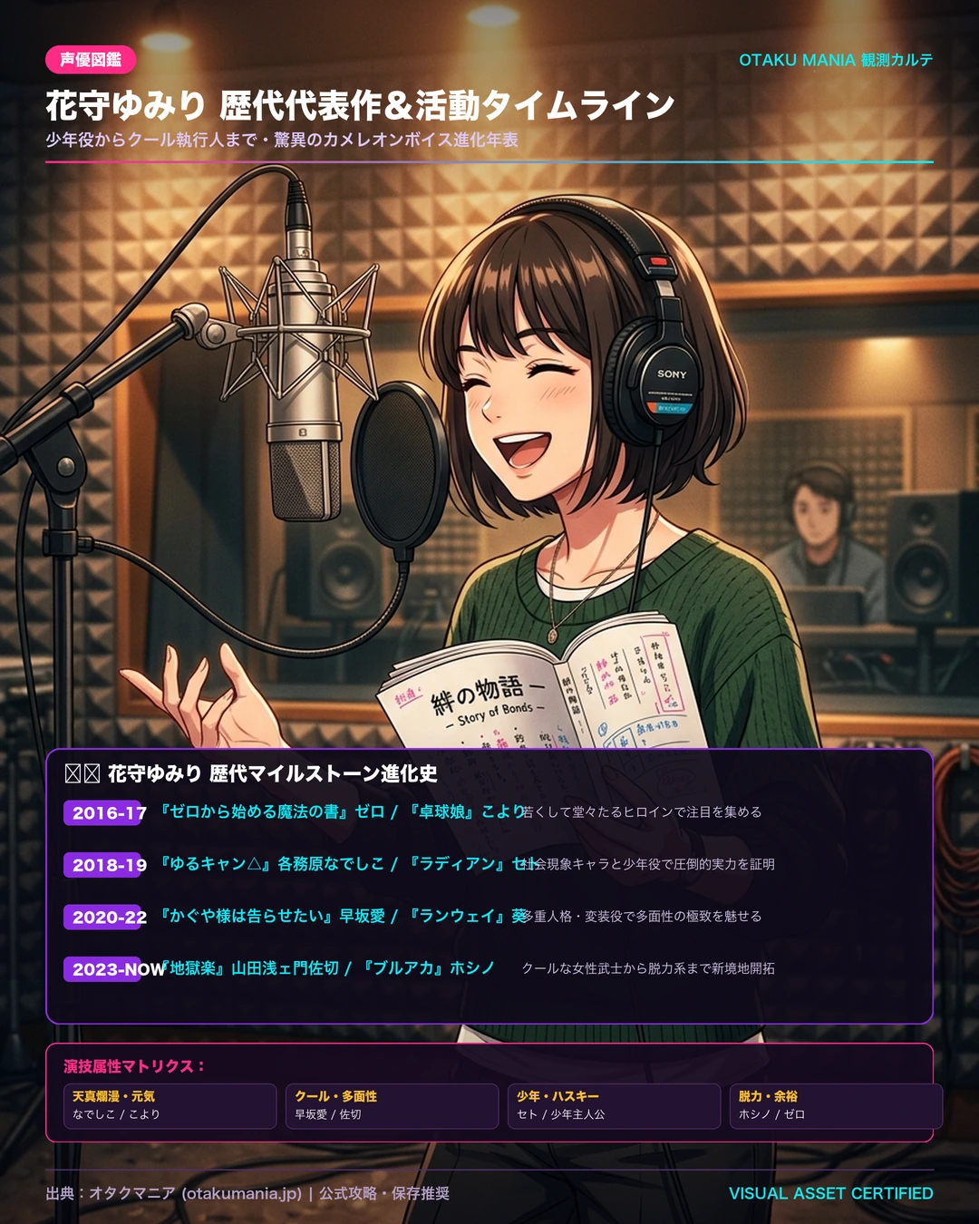 花守ゆみり 歴代代表作＆活動タイムライン・カメレオン声質マトリクス