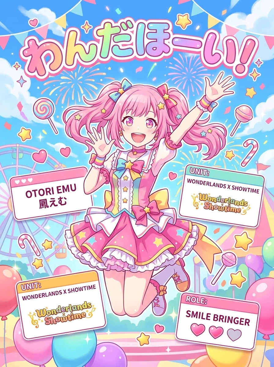 【プロセカ】鳳えむの公式プロフィール・声優(CV)と魅力！わんだほいに秘められた想いと成長の物語の重要ポイント図解まとめ