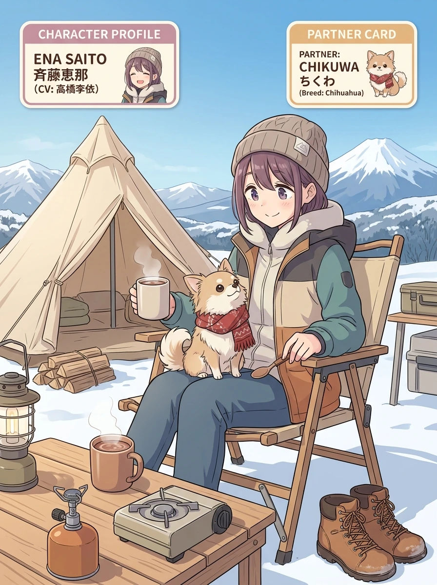 【ゆるキャン△】斉藤恵那と愛犬ちくわのプロフィール・基本設定・担当声優まとめ図解