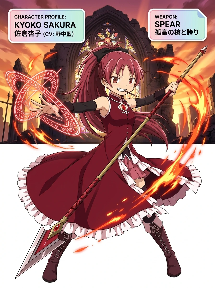 【魔法少女まどか☆マギカ】佐倉杏子のプロフィール・多段槍・担当声優まとめ図解
