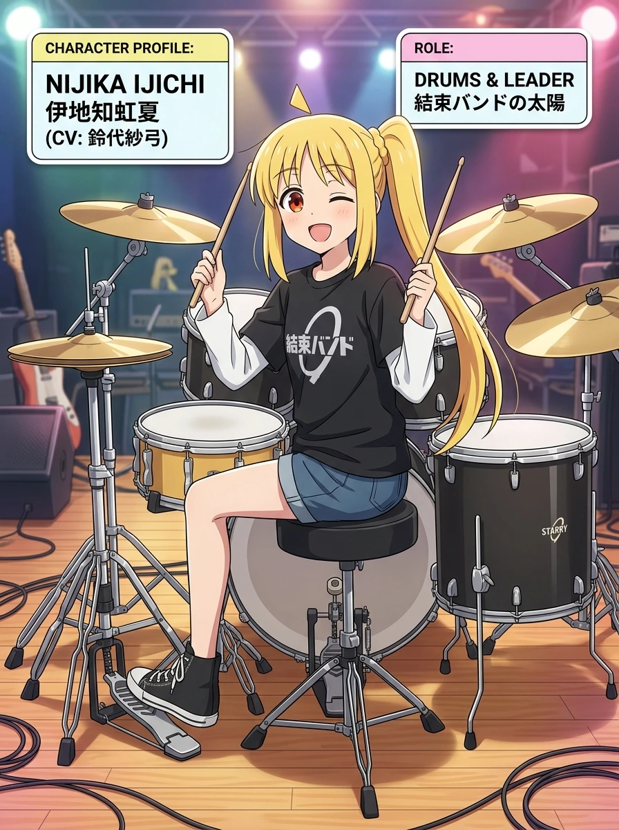 【ぼっち・ざ・ろっく！】伊地知虹夏のプロフィール・ドラム・担当声優まとめ図解
