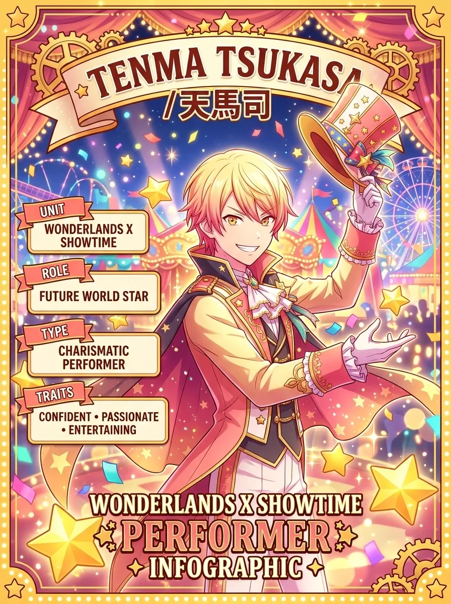 【プロセカ】天馬司の公式プロフィール・声優(CV)と魅力！スターを目指す理由とワンダショ座長の軌跡の重要ポイント図解まとめ