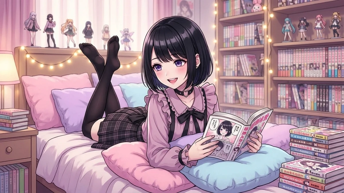 漫画を夢中で読むあのちゃん - オタクマニア漫画バイブル