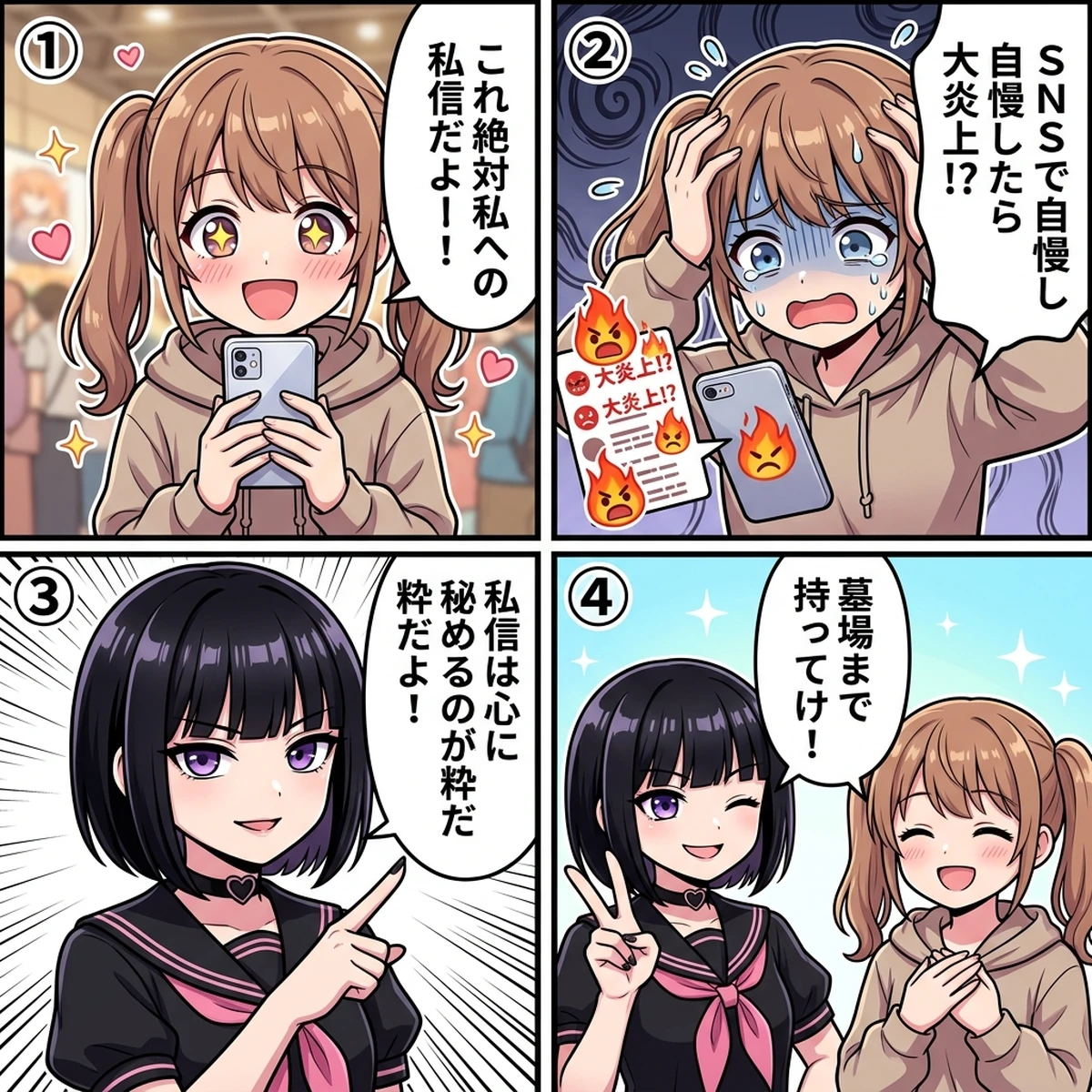 推しからの私信に悶絶するオタクとあのちゃん4コマ漫画