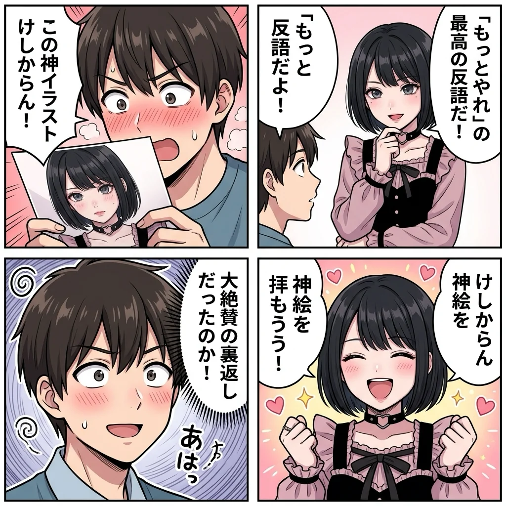 けしからんの意味を描いた4コマ漫画