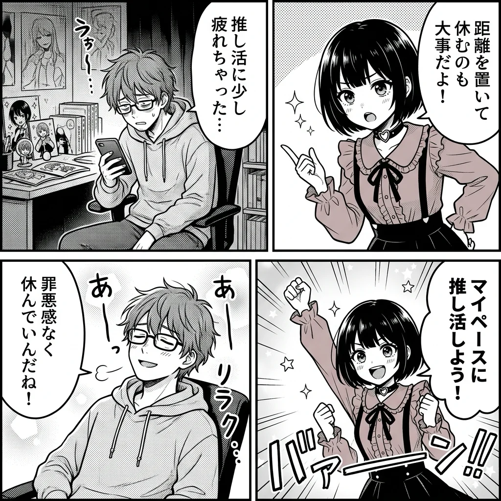 推し疲れの5つの原因と対処法4コマ漫画