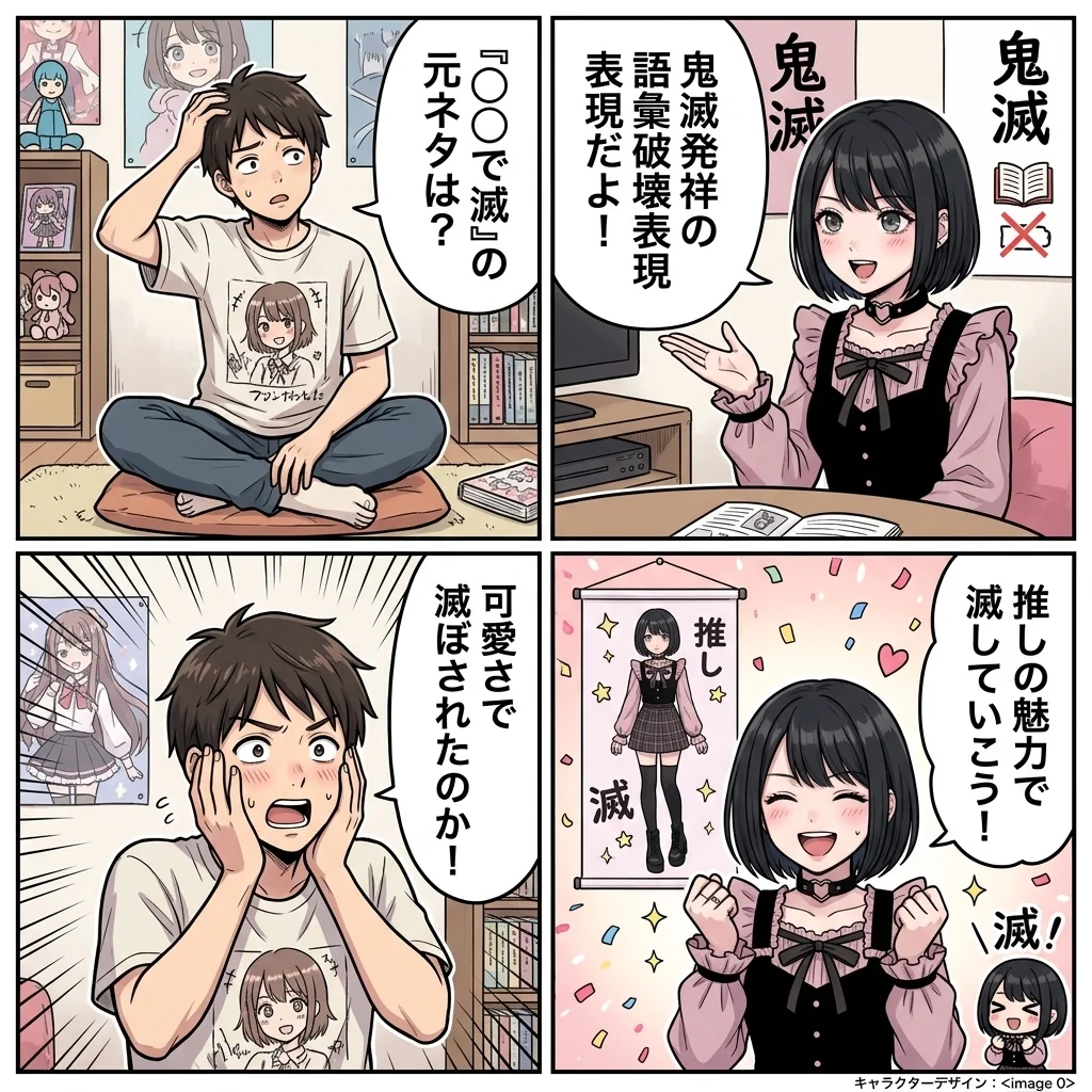 【4コマ漫画】推しが好きすぎて「滅」になるあのちゃんご主人様