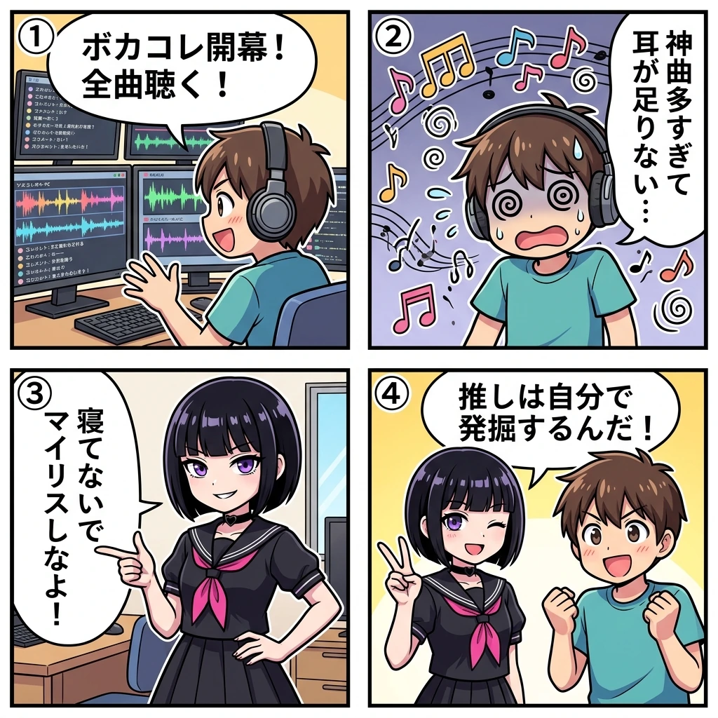 ボカコレ開幕！寝てないでマイリスしなよ！4コマ漫画